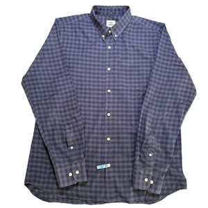 Flint and Tinder Mens XL Gingham Check Button Down Shirt Navy Blue F-210017